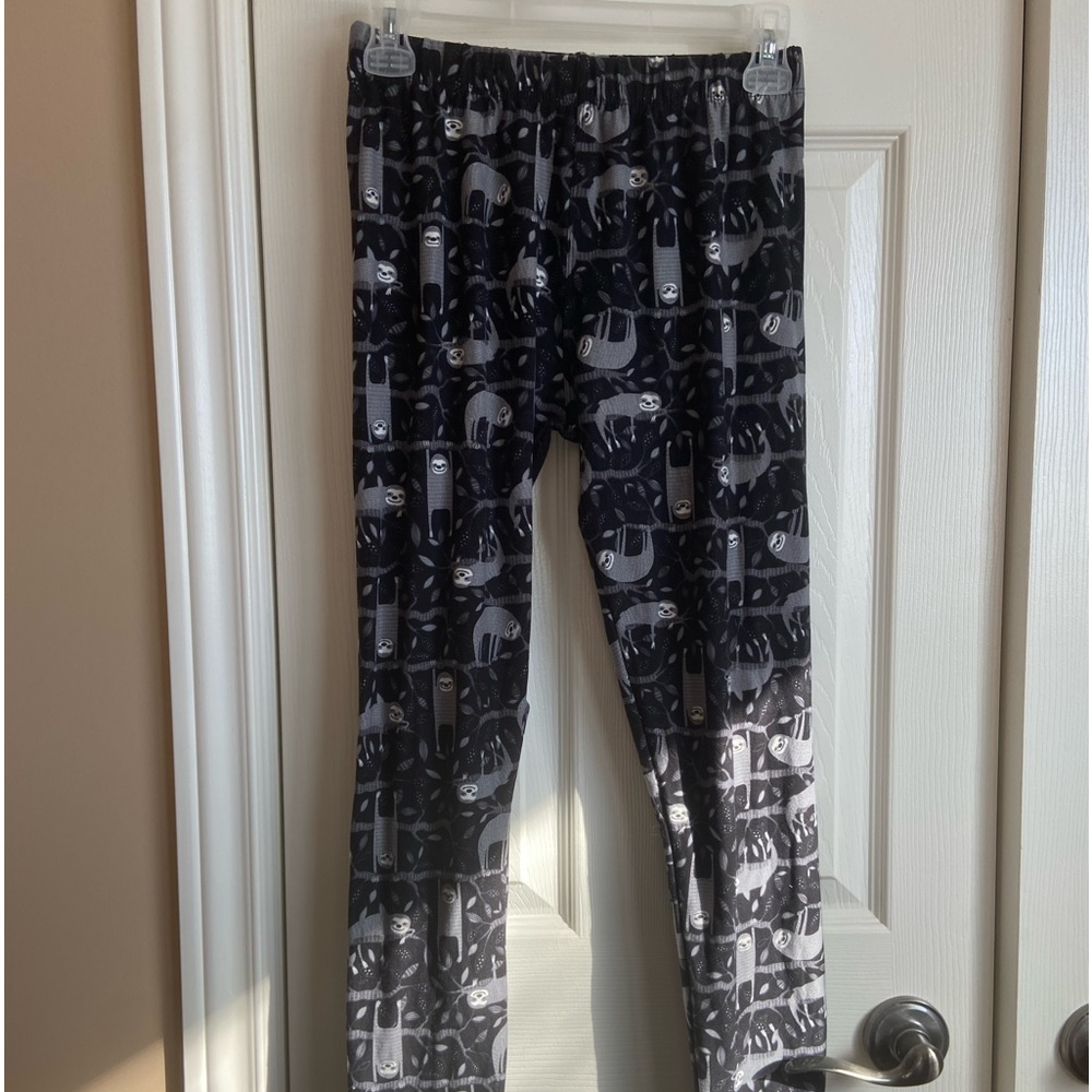 Black Sloth Print Tights